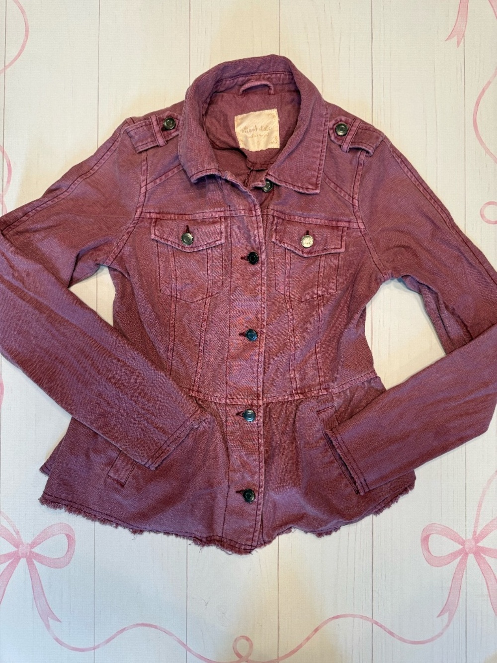 Altar'd State Peplum Utility Jacket Mauve Size Small